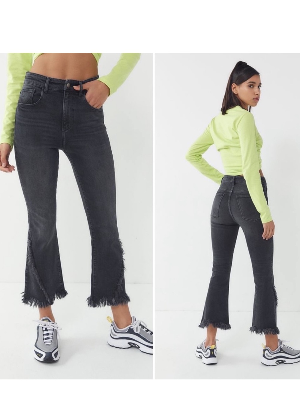 DL61 Wallace High-Waist Black Frayed Hem Crop Jeans